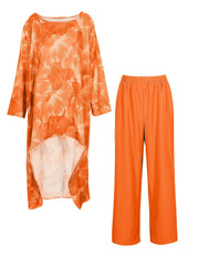 Floral Print Tunic Top & Wide Leg Pants Set