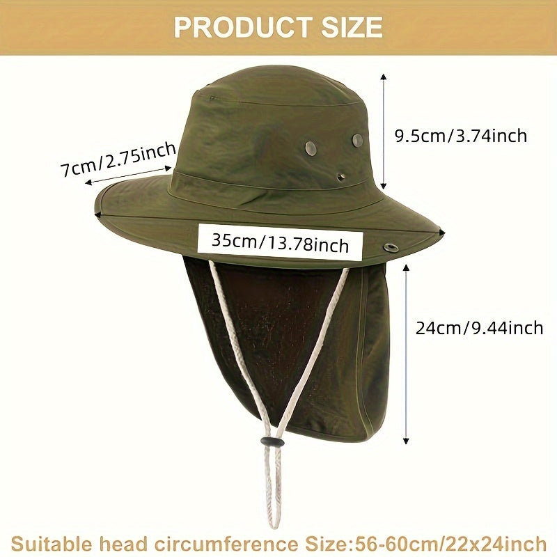 2pcs Wide Brim Sun Hat UV Protection Fishing Hat With Neck Cover