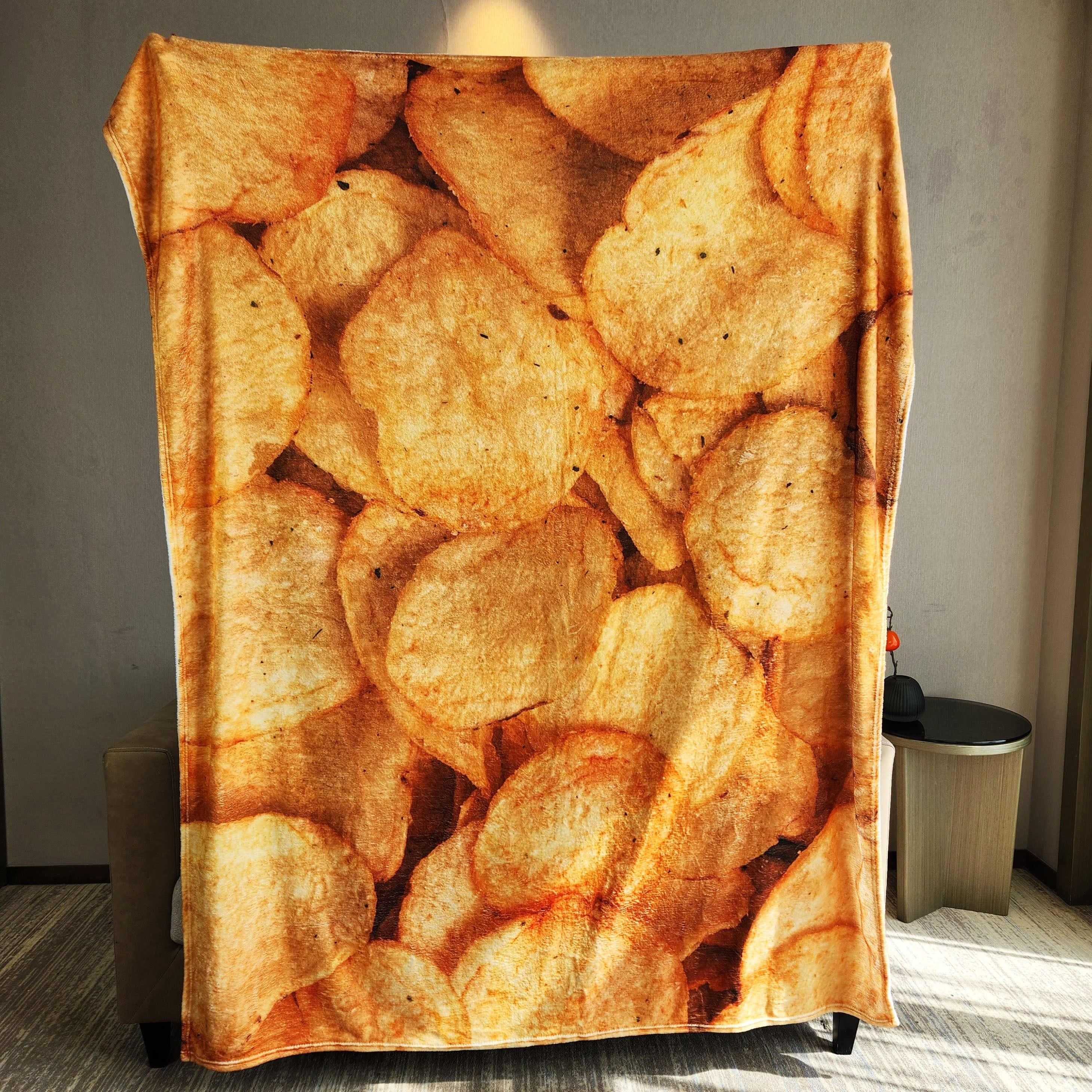 Potato Simulation Chip Blanket Flannel Casual Blanket for Outdoor Travel Camping