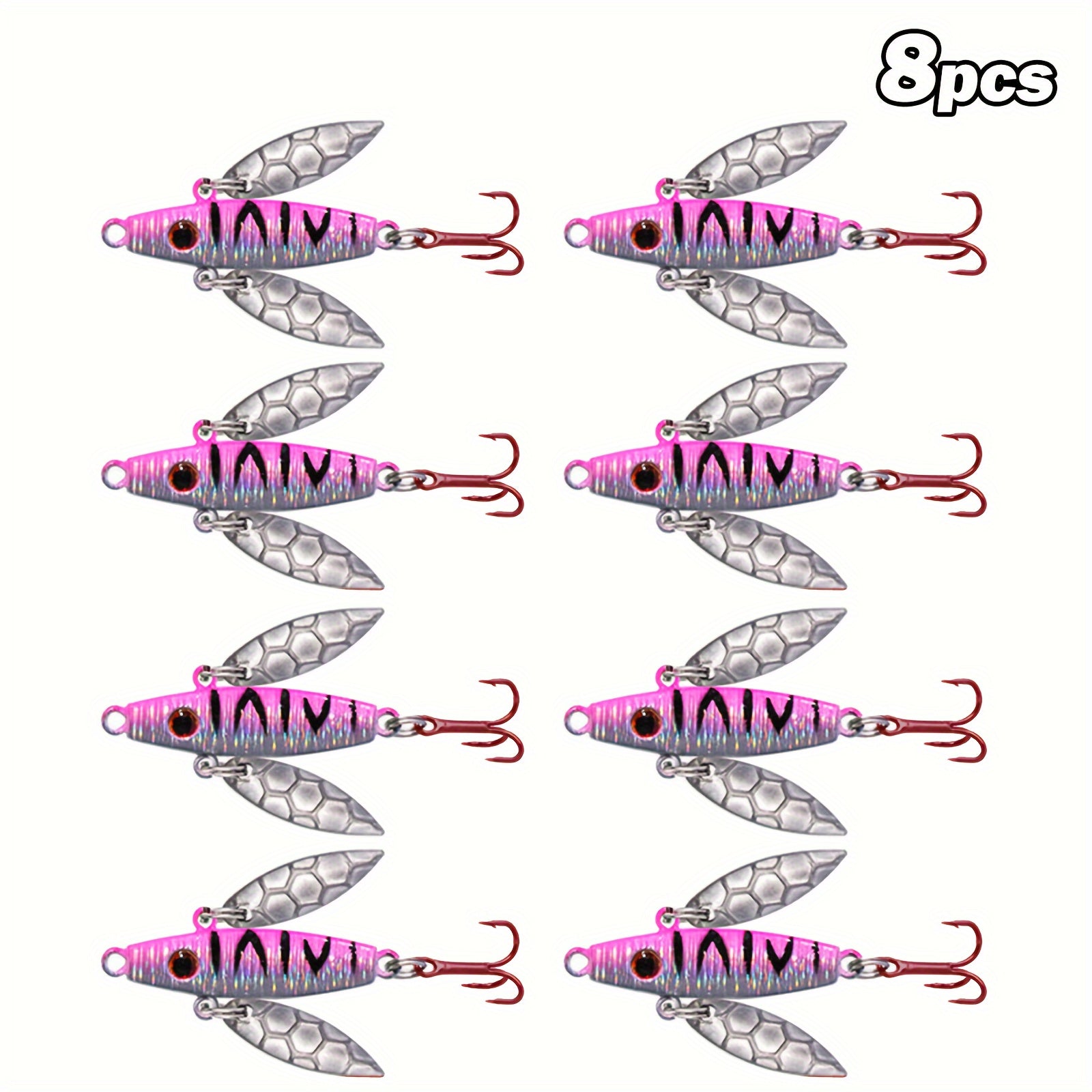 8pcs Winter Ice Fishing Lures Balancer Carp Walleye Perch Various Colors