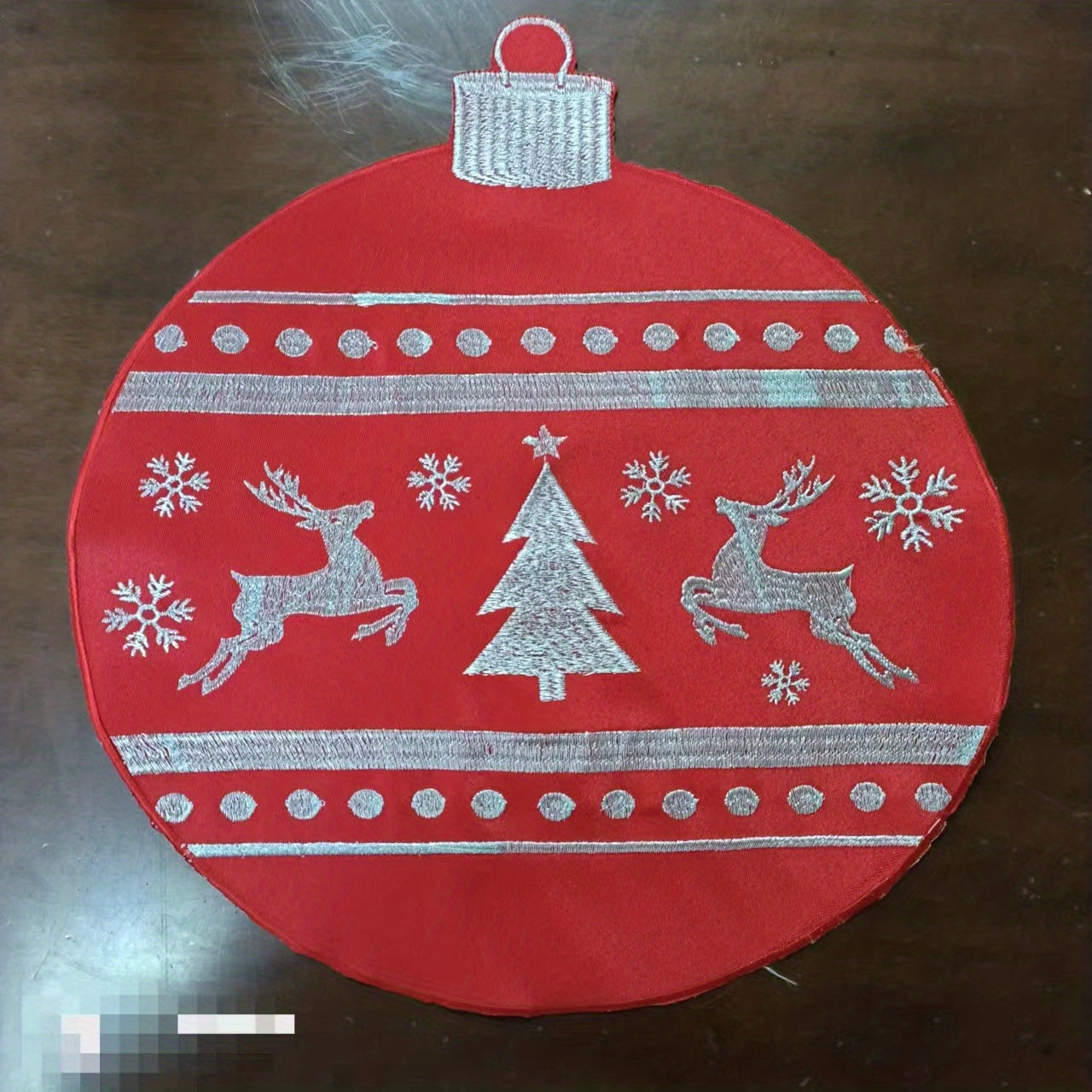 1pc Round Placemat Christmas Red Ball Reindeer