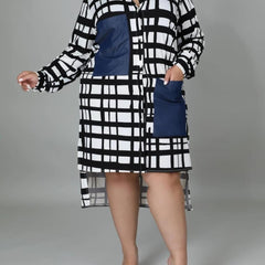 Plaid Button Shirt Dress With Pocket