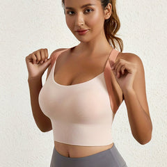 Criss Cross Back Sports Bra High Impact Push Up Shockproof Lingerie