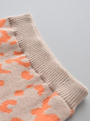 Girls Thermal Knit Sweater & Leopard Print Skirt Set Winter Party Orange