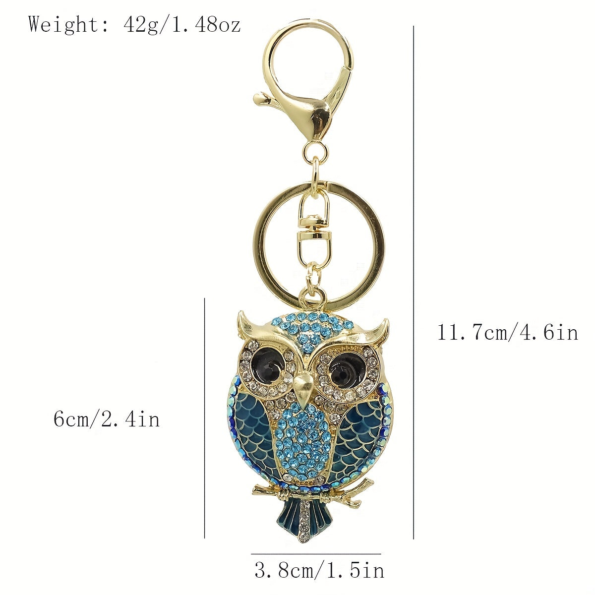 Owl Rhinestone Keychain Pendant Enamel Alloy Bag Ornament