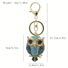 Owl Rhinestone Keychain Pendant Enamel Alloy Bag Ornament