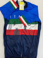 Italian Flag Print Men's Cycling Jersey Zipper Block Summer Shirt
