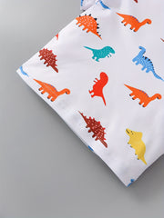 2pcs Baby Boys Dinosaur Print T shirt & Shorts Set
