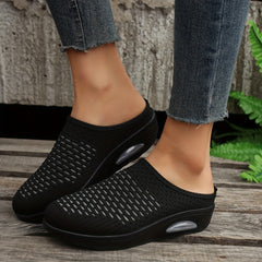 Breathable Knit Mule Sneakers Comfortable Slip On Shoes