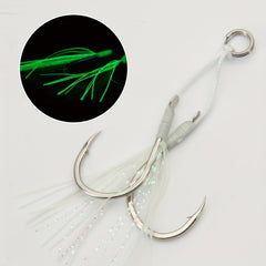 Fishing Jigging Assist Hooks Saltwater Luminous Jig Hooks High Carbon Steel