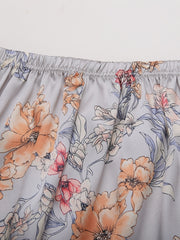 Floral Print Pajama Set Long Sleeve Button Up Top And Pants