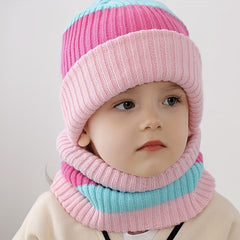 Kids Striped Windproof Knit Beanie Hat for Fall/Winter