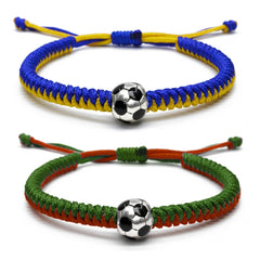 2 Pcs Soccer Baseball Bracelets for Women Team Spirit Game Decor Handwoven Brac