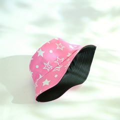 Pentagram Print Reversible Bucket Hat Solid Cartoon Basin Hat Lightweight Sunscr