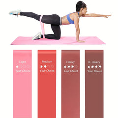 4-Piece Yoga Resistance Band Set with Stretch Strap for Hip Thigh Leg Training