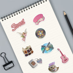 65pcs Retro Y2K Art Stickers Guitar Water Cup Scrapbook Laptop Gift Toy Stickers