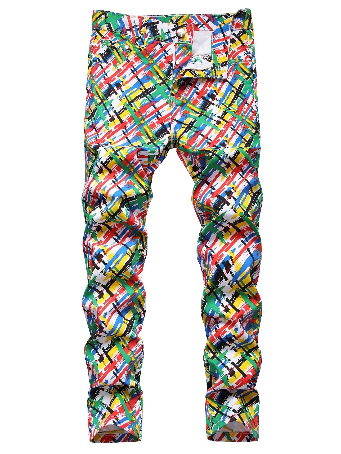 Men's Colorful Straight Wash Denim Jeans With Pockets