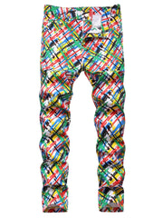 Men's Colorful Straight Wash Denim Jeans With Pockets