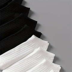 12 Pairs Solid Ribbed Socks All Match Women's Stockings
