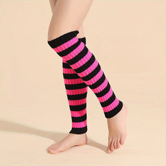 Colorblock Striped Leg Warmers Knee High Socks for Women