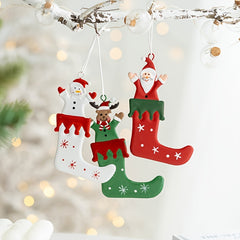 Christmas Stocking Decoration Pendant Santa Snowman Elk Wrought Iron
