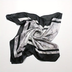 Vintage Flower Print Satin Scarf Shawl for Women