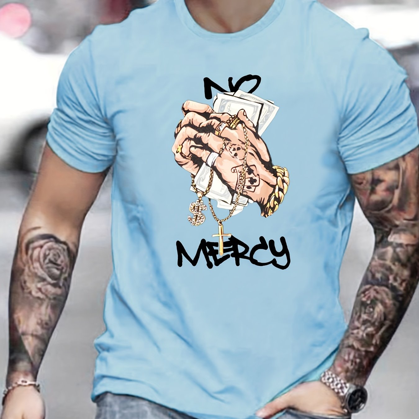 Cartoon Money Print Men's Graphic Tee for Summer