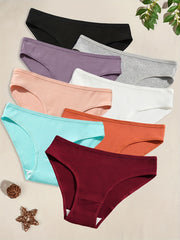 8pcs Ribbed Briefs Stretchy Intimates Panties Women's Lingerie