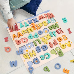 Wooden Letter Puzzle Board 52 Uppercase & Lowercase Letters Toy for Kids