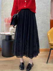 Lace Pleated Skirt Casual Summer & Spring Women's Clothing