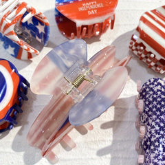 Patriotic Acrylic Hair Claw Clip American Flag Hair Grip Clip Women Independence