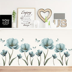2pcs Flower Wall Stickers Butterflies Wall Decals Romantic Art Decor