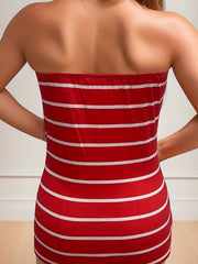 Casual Stripe Print Tube Top for Summer Women's Clothing