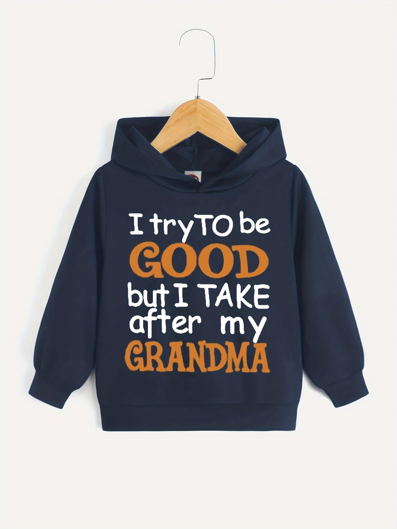 BOYS HOODED SWEATSHIRT WITH LETTER PRINT