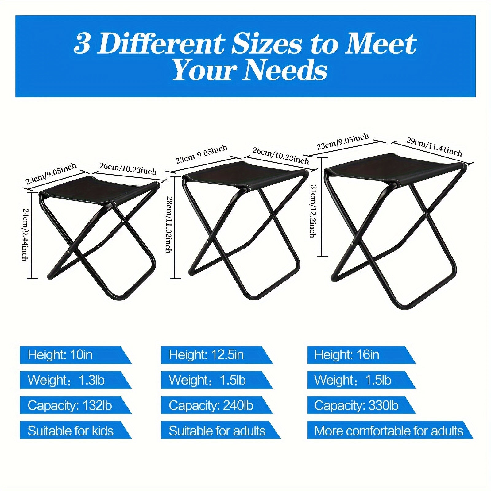 Portable Folding Stool With Carry Bag for Outdoor Travel Hiking BBQ Fishing