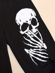 Skull Print Ripped High Waist Leggings