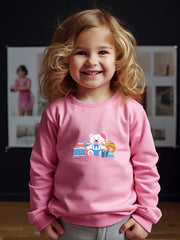 Merry Christmas Print Bear Graphic Crew Neck Long Sleeve Sweatshirt Kids