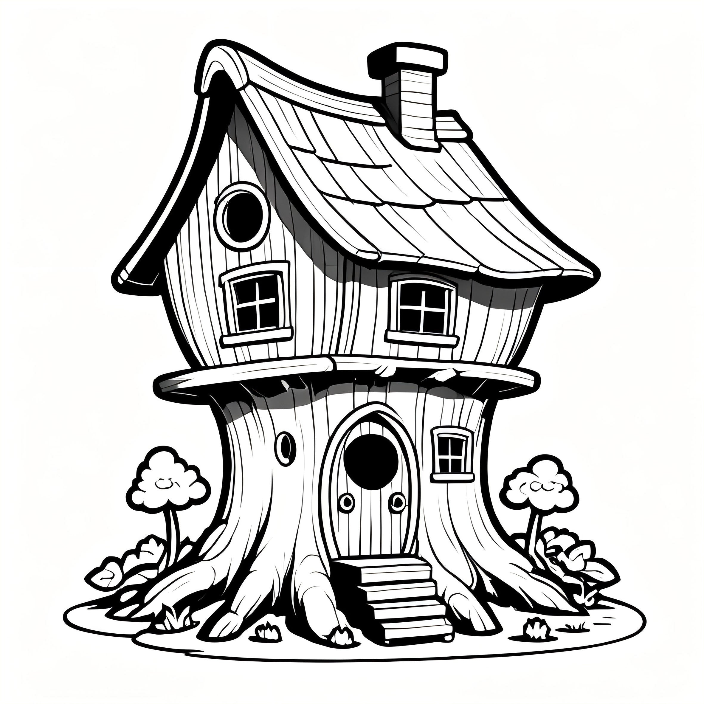 Funny Little Houses Adult Coloring Book - 24 Pages of Whimsical Designs