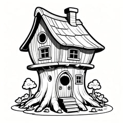 Funny Little Houses Adult Coloring Book - 24 Pages of Whimsical Designs