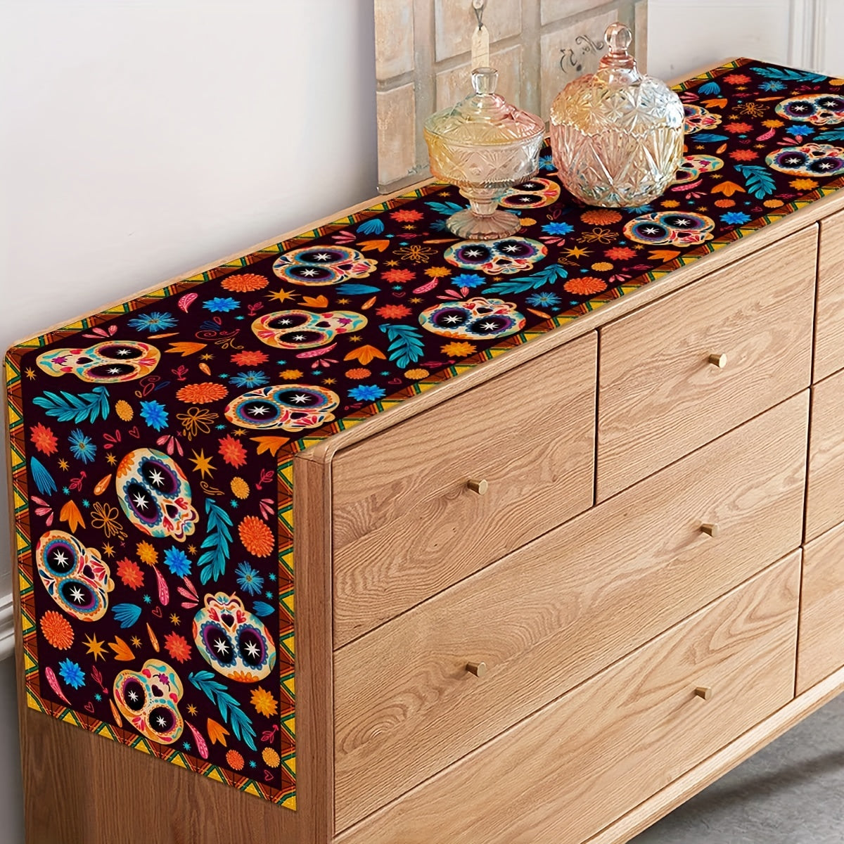 Sugar Skull Halloween Table Runner 33.02x182.88 cm