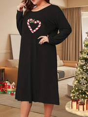Christmas Nightdress Heart Lollipop Print Long Sleeve
