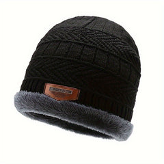 Striped Warm Winter Hats with Neck Scarf, Knitted Ear Protection