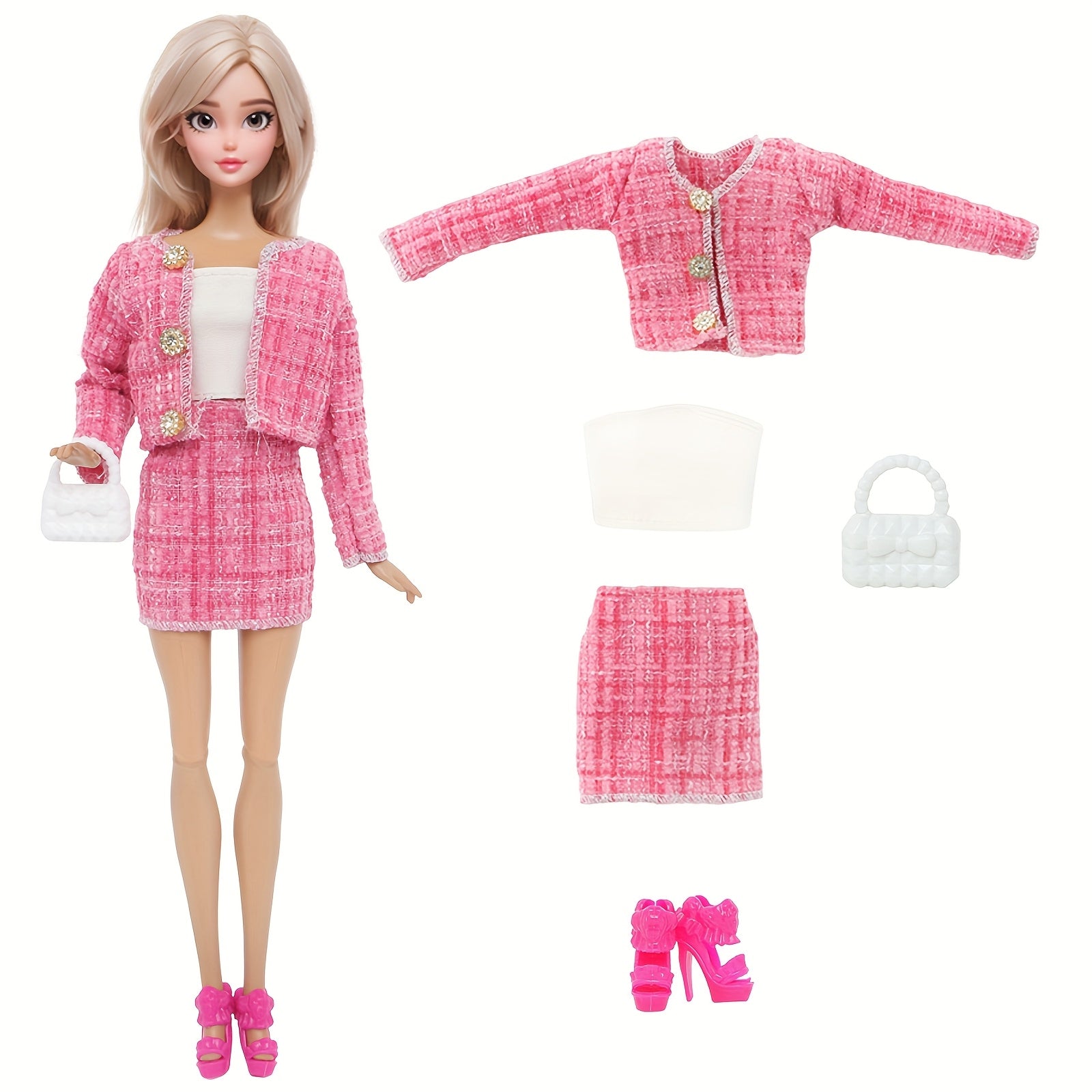 11.5-inch Doll Clothes Set - Outfits, Accessories, Shoes, Bag, Hat, etc.