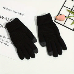 Warm Winter Outdoor Cycling Gloves Brushed Thickened Jacquard Gloves