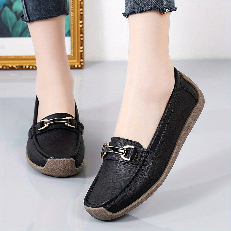 Women's Metal Decor Flat Shoes Comfortable Slip On Casual Shoes