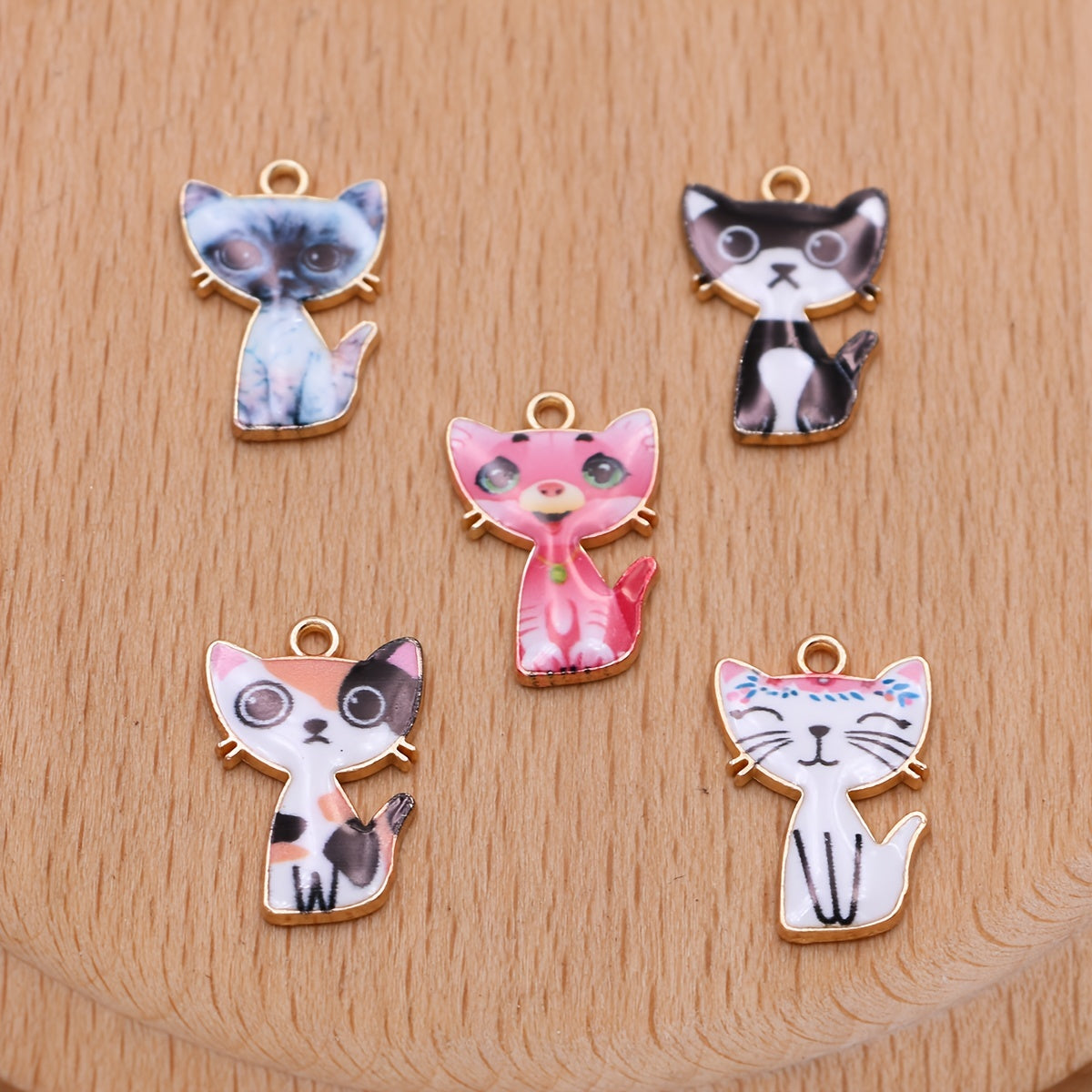 10Pcs Enamel Cat Charms for Jewelry Making DIY Necklace Earrings