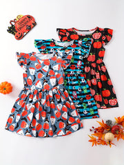 Girls Ice Cream Farm Chicks Print Ruffle Party Dress