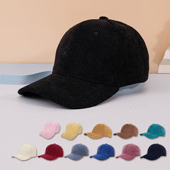 Corduroy Strapback Cap Solid Colour Summer Beach Hats