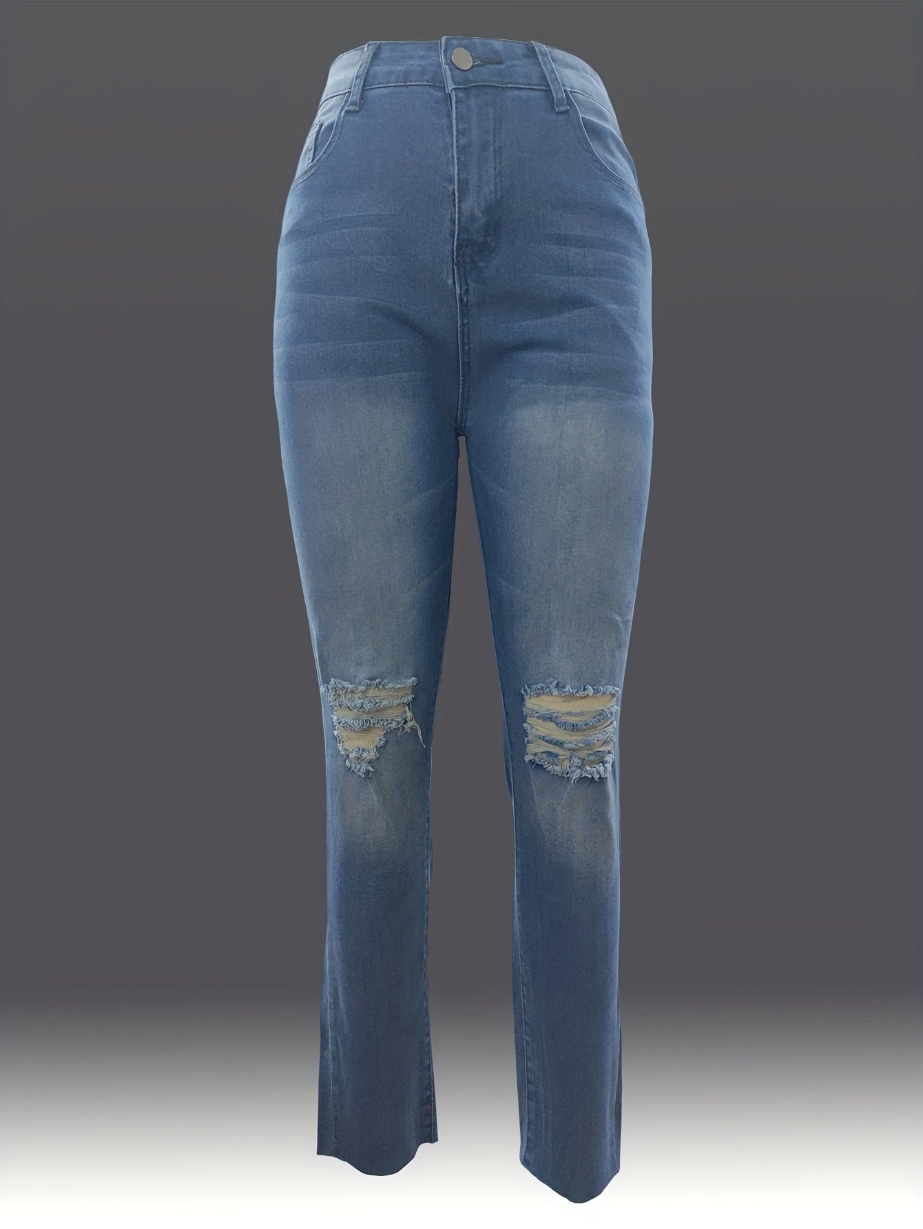 Water Ripple Embossed Ripped Jeans