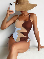 Scoop Neck Drawstring Swimsuit High Stret Women's Swimwear